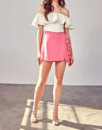 Do+Be - Open Shoulder Ruffle Crop Top