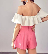 Do+Be - Open Shoulder Ruffle Crop Top