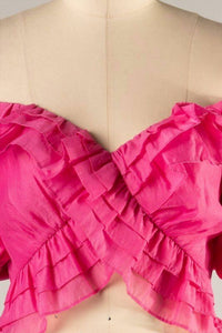 Do+Be - Isabella Ruffle Crop Top - blouses - clothing - pink