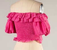 Do+Be - Isabella Ruffle Crop Top - blouses - clothing - pink