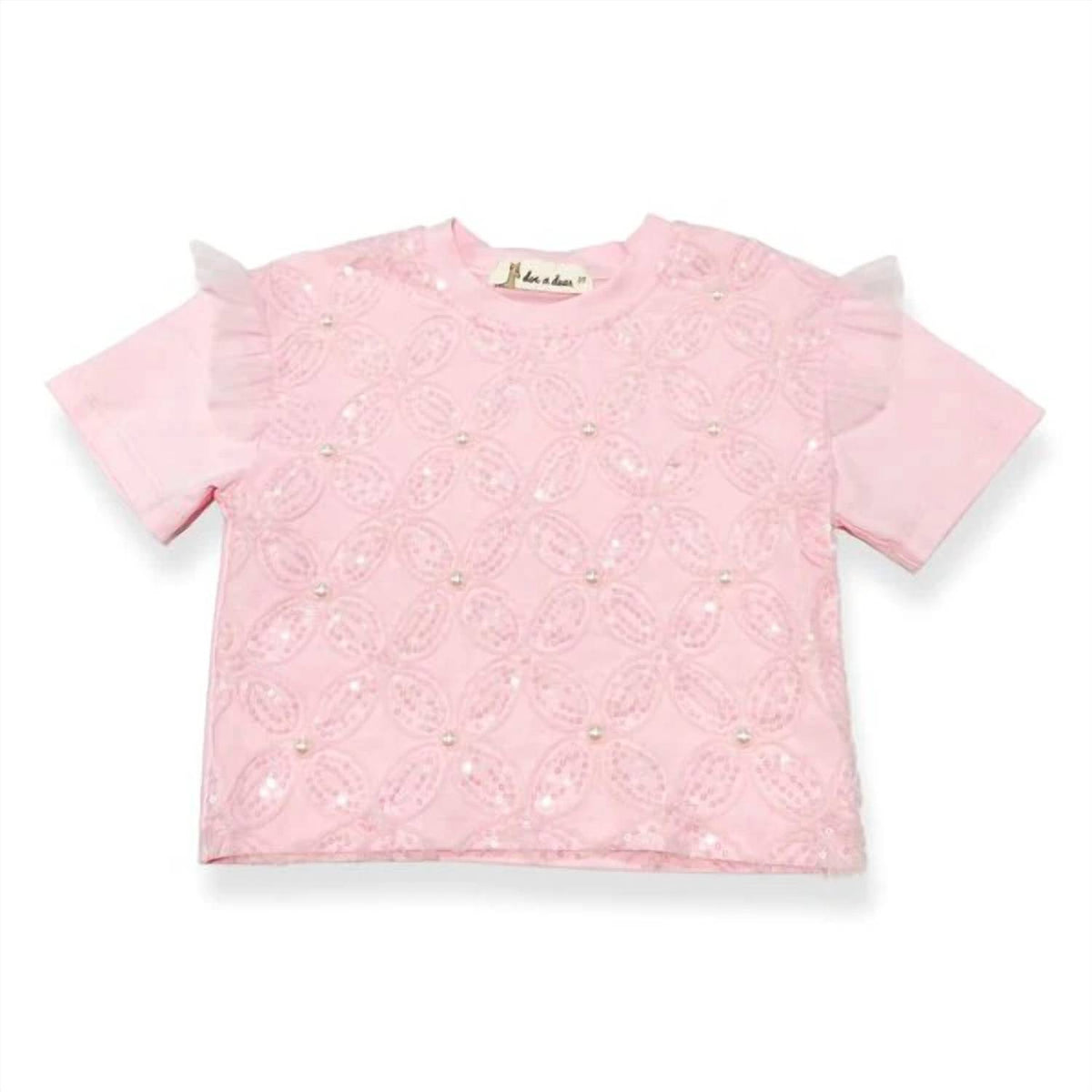 Doe A Dear - Kid's Sequin Floral Mesh Tee