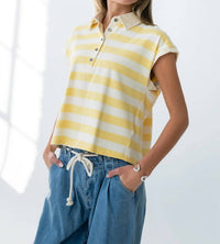 Doe And Rae - Collared Striped Tank Top