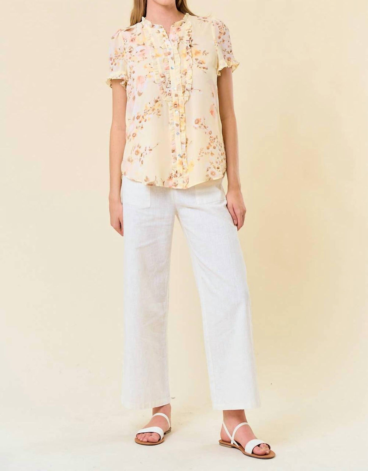Doe And Rae - Frilled Button Down Blouse