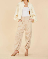 Dolce Cabo - Drawstring Ruched Knee Trousers