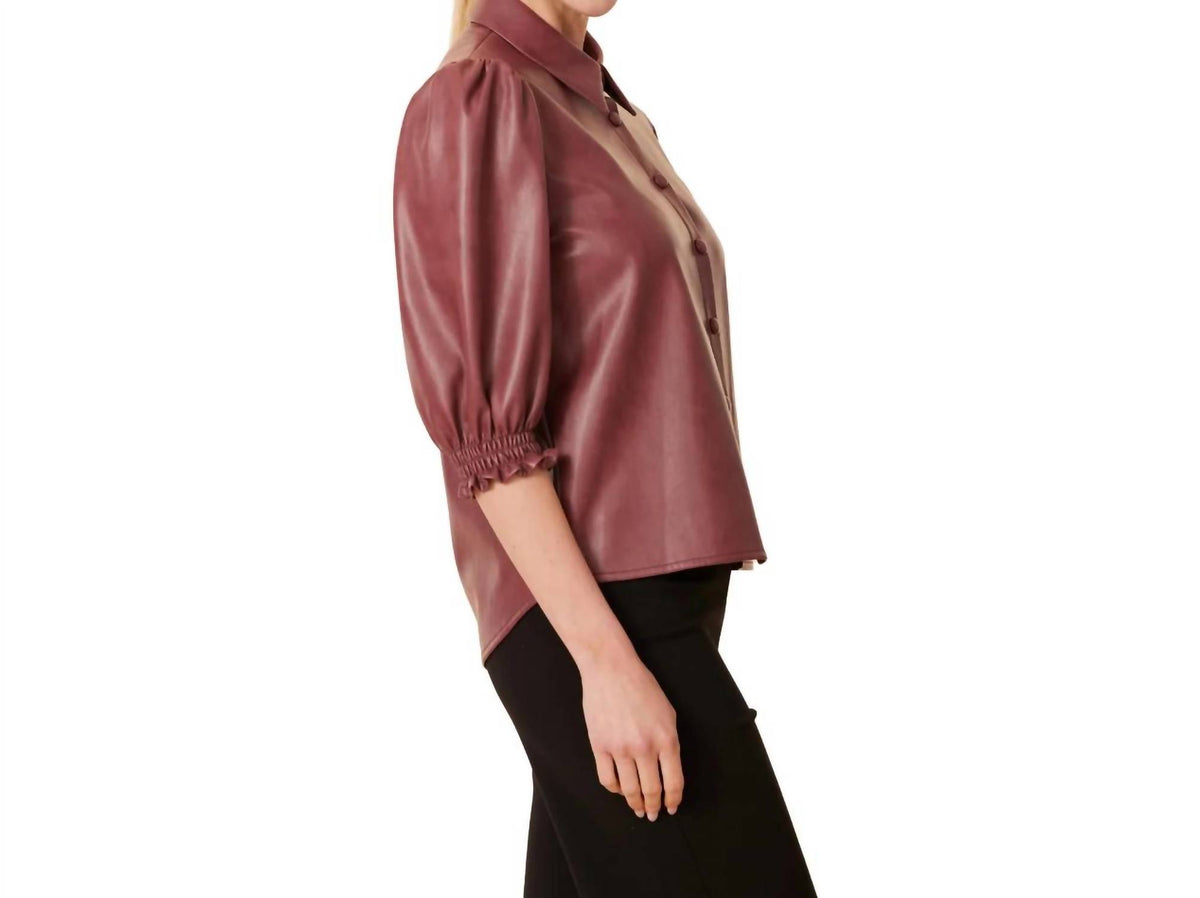 Dolce Cabo - Faux Leather Elastic Cuff Top