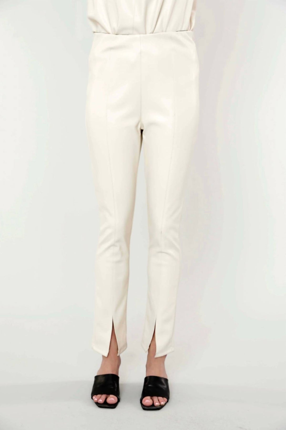 Dolce Cabo - Women's Faux Leather Split Hem Leggings