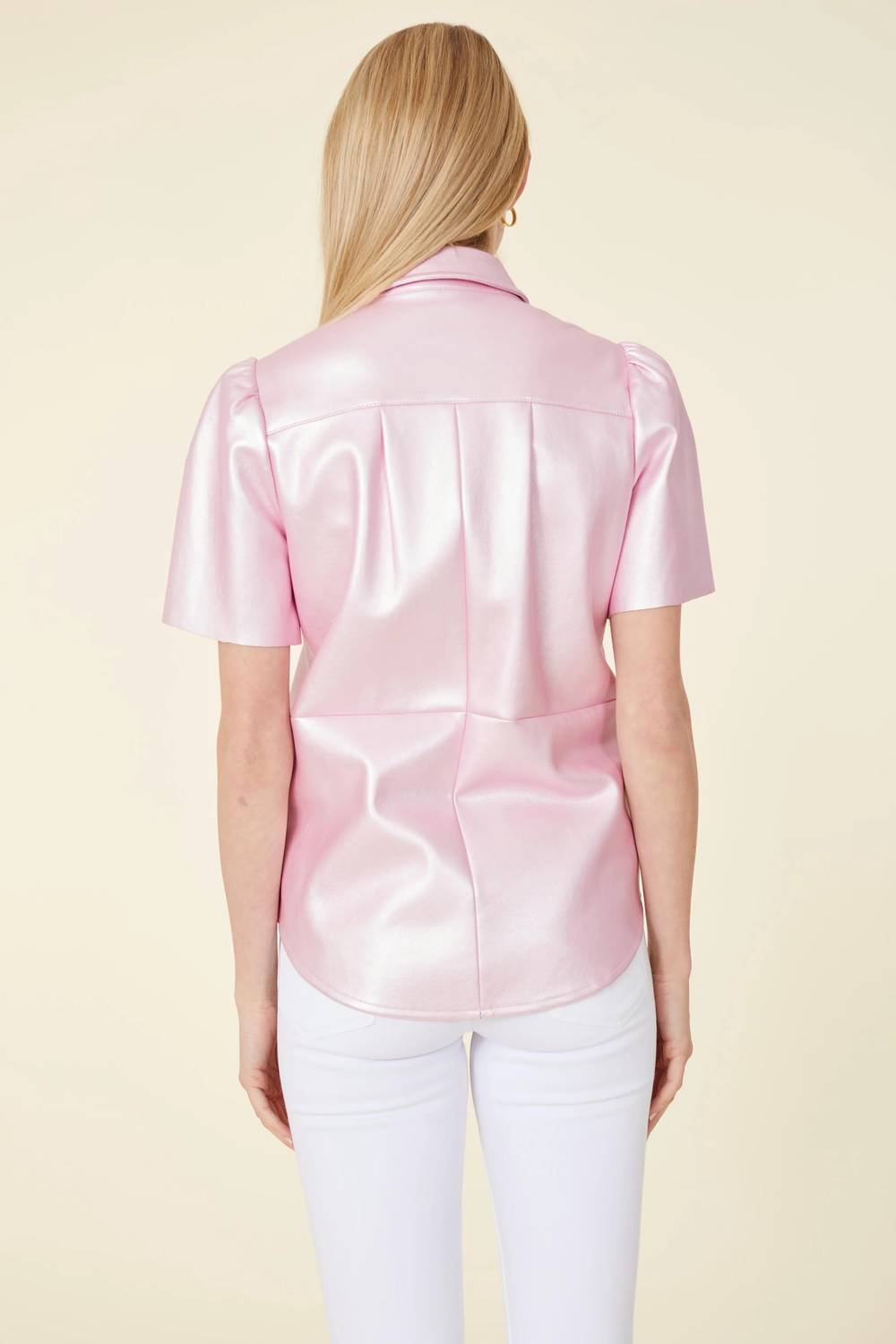 Dolce Cabo - Metallic Vegan Leather Top - blouses - clothing - faux - leather