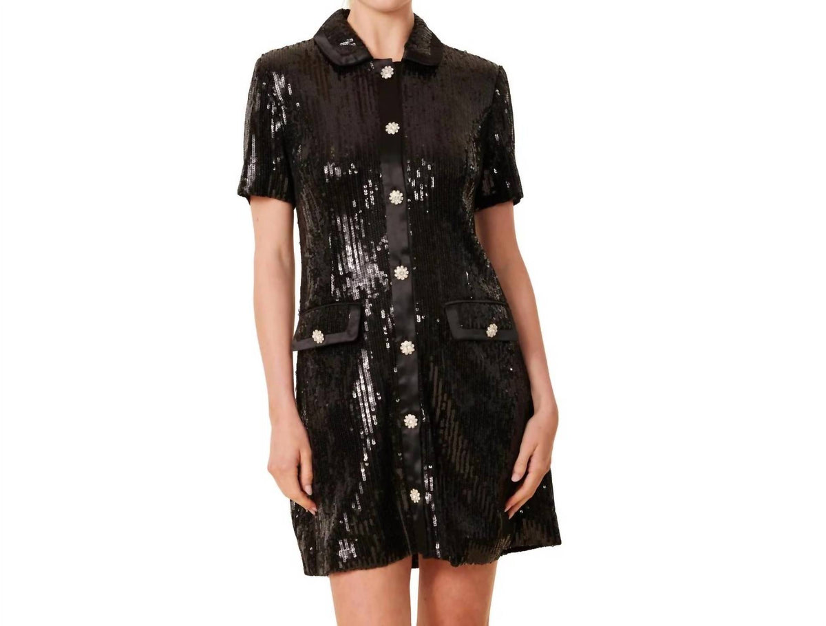 Dolce Cabo - Sequin Rhinestone Button Dress