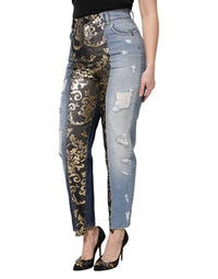 Dolce & Gabbana - Dolce & Gabbana Multicolor Patchwork High Waist Denim Jeans - black - clothing - cotton