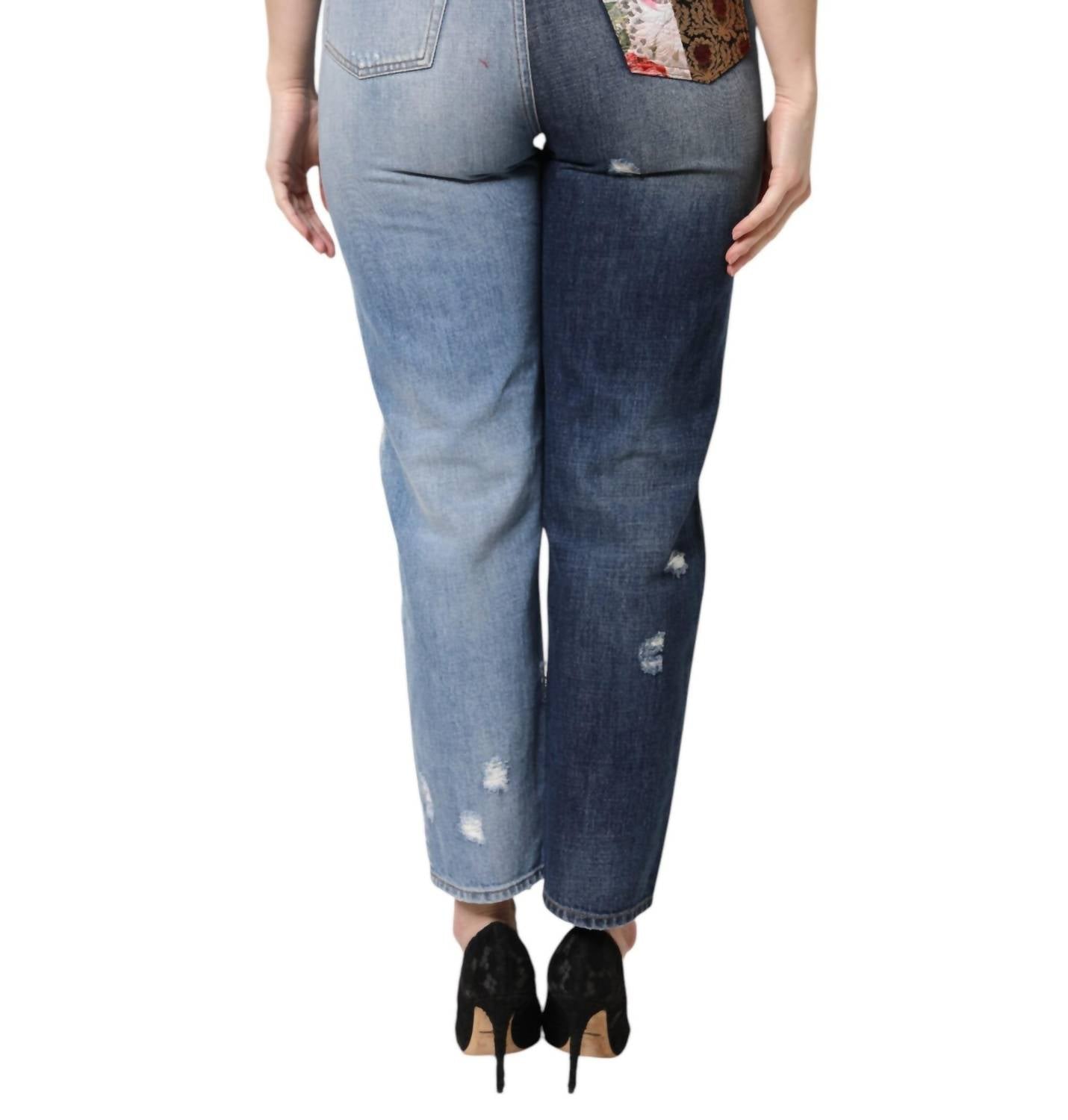 Dolce & Gabbana - Dolce & Gabbana Multicolor Patchwork High Waist Denim Jeans - black - clothing - cotton