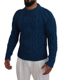 Dolce & Gabbana - Men's Elegant Crewneck Sweater - blue - clothing - crewneck