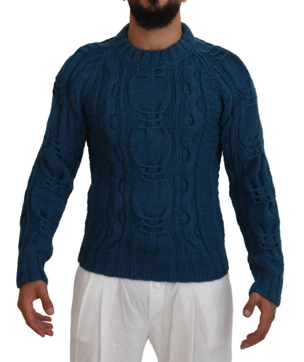 Dolce & Gabbana - Men's Elegant Crewneck Sweater - blue - clothing - crewneck