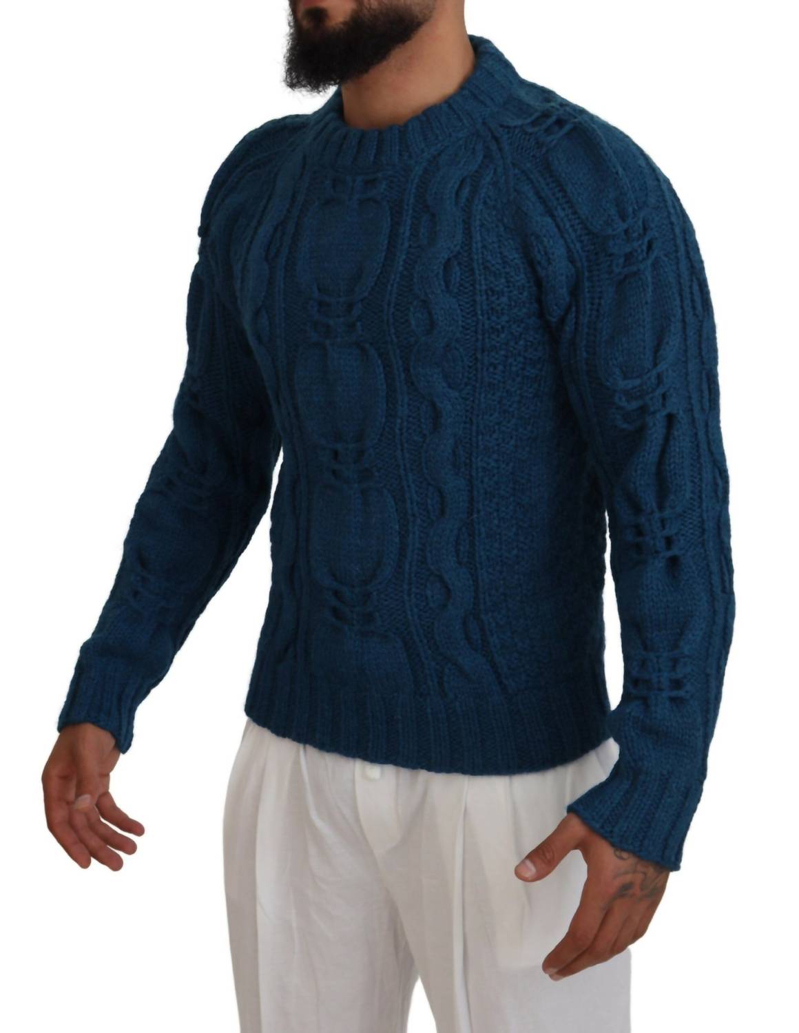 Dolce & Gabbana - Men's Elegant Crewneck Sweater - blue - clothing - crewneck
