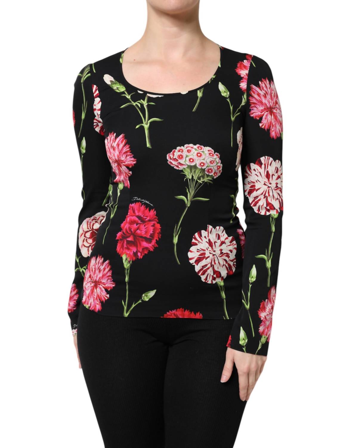 Dolce & Gabbana - Women Floral Long Sleeve Blouse - black - blouses - clothing