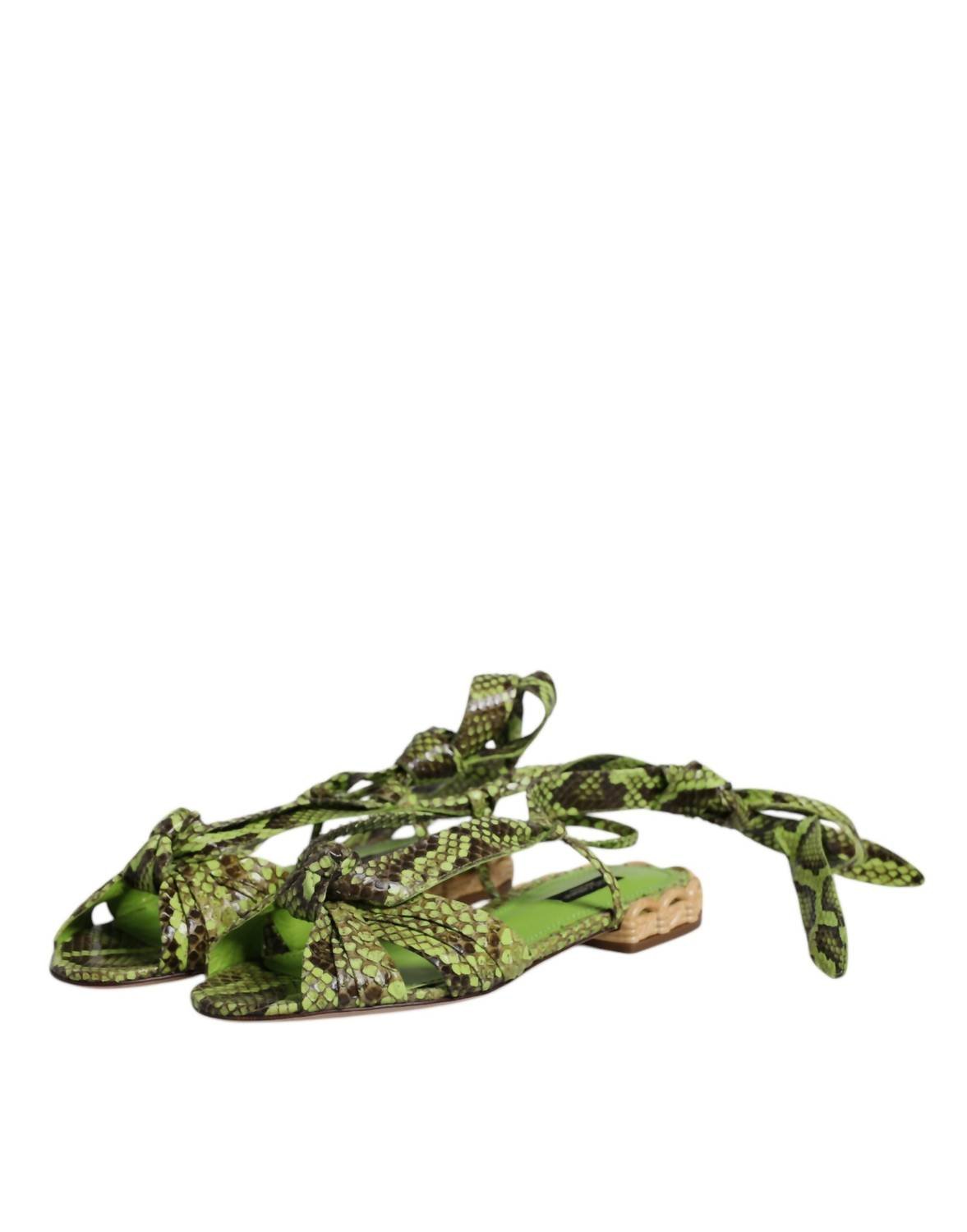 Dolce & Gabbana - Women's Ankle Wrap Sandals Shoes - green - sandals - shoes