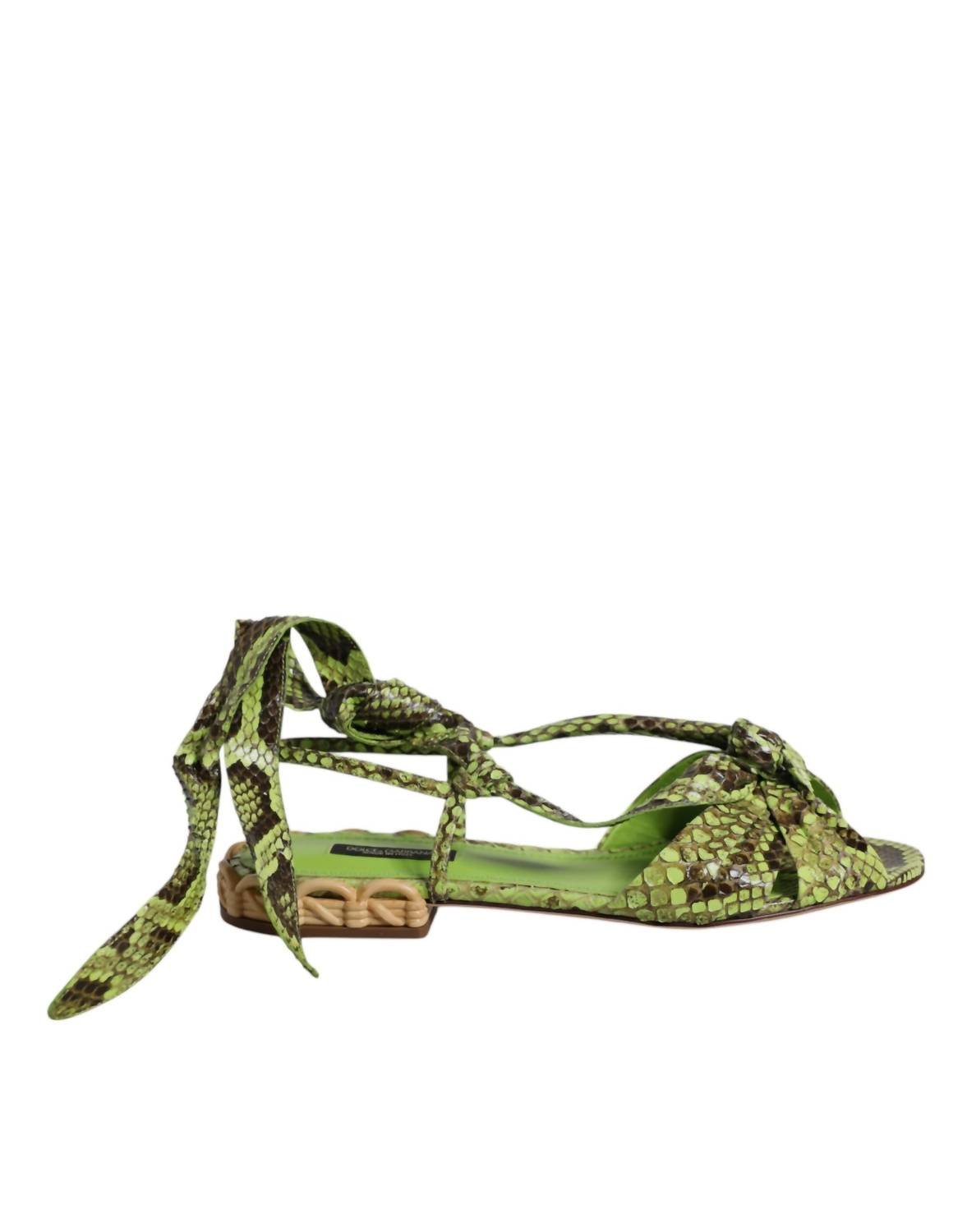 Dolce & Gabbana - Women's Ankle Wrap Sandals Shoes - green - sandals - shoes