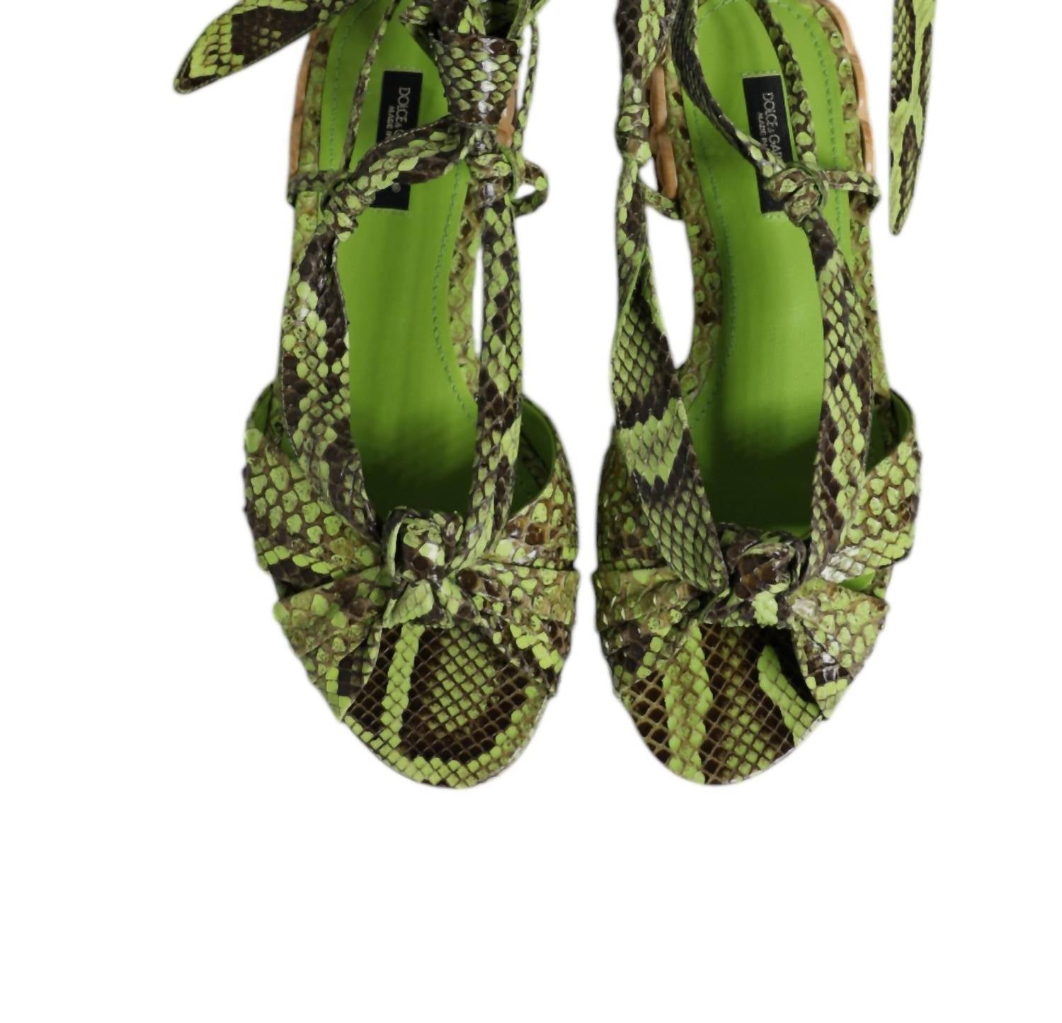 Dolce & Gabbana - Women's Ankle Wrap Sandals Shoes - green - sandals - shoes