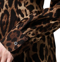 Dolce & Gabbana - Women's Button Down Coat Jacket - animal - brown - button - down - shirts