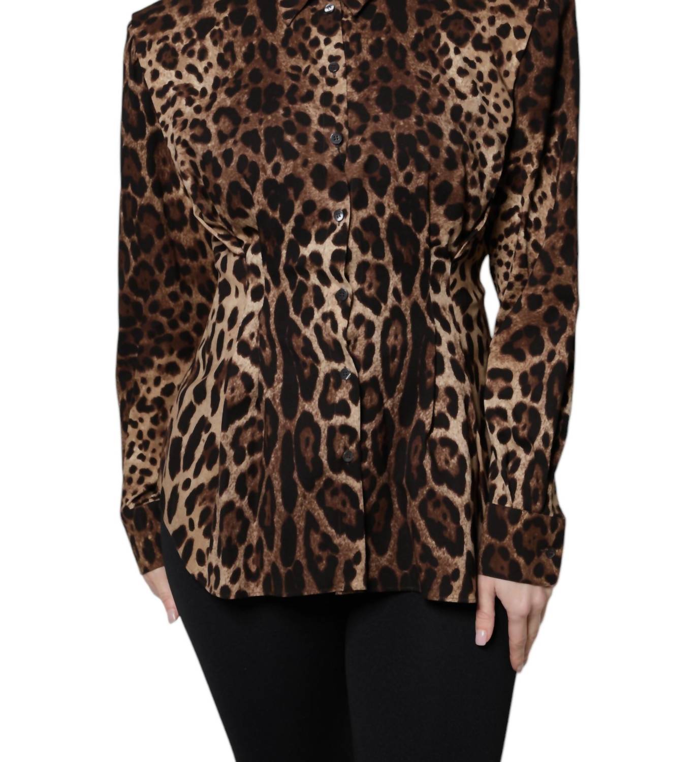 Dolce & Gabbana - Women's Button Down Coat Jacket - animal - brown - button - down - shirts