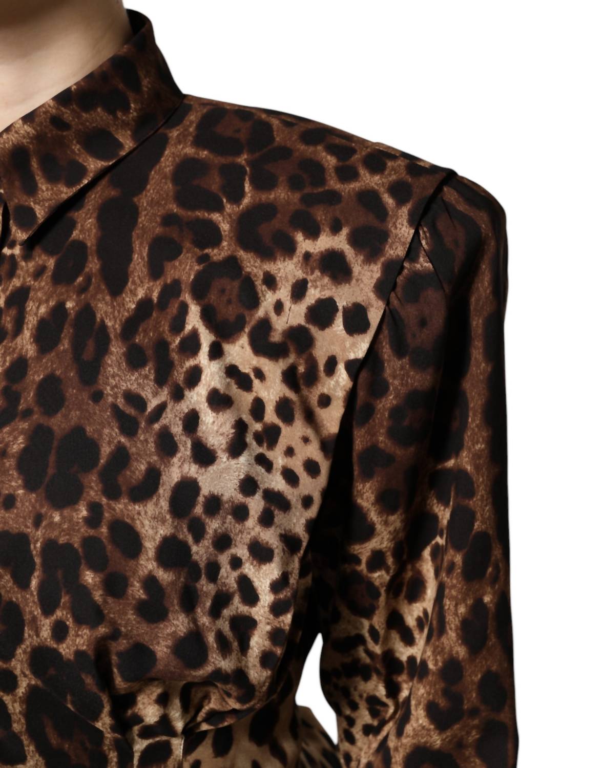 Dolce & Gabbana - Women's Button Down Coat Jacket - animal - brown - button - down - shirts