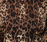 Dolce & Gabbana - Women's Button Down Coat Jacket - animal - brown - button - down - shirts