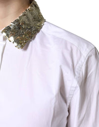 Dolce & Gabbana - Women's Cotton Long Sleeves Sequin Shirt Top - button - down - shirts - clothing - cotton - blend