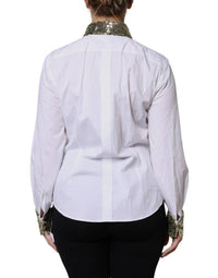 Dolce & Gabbana - Women's Cotton Long Sleeves Sequin Shirt Top - button - down - shirts - clothing - cotton - blend