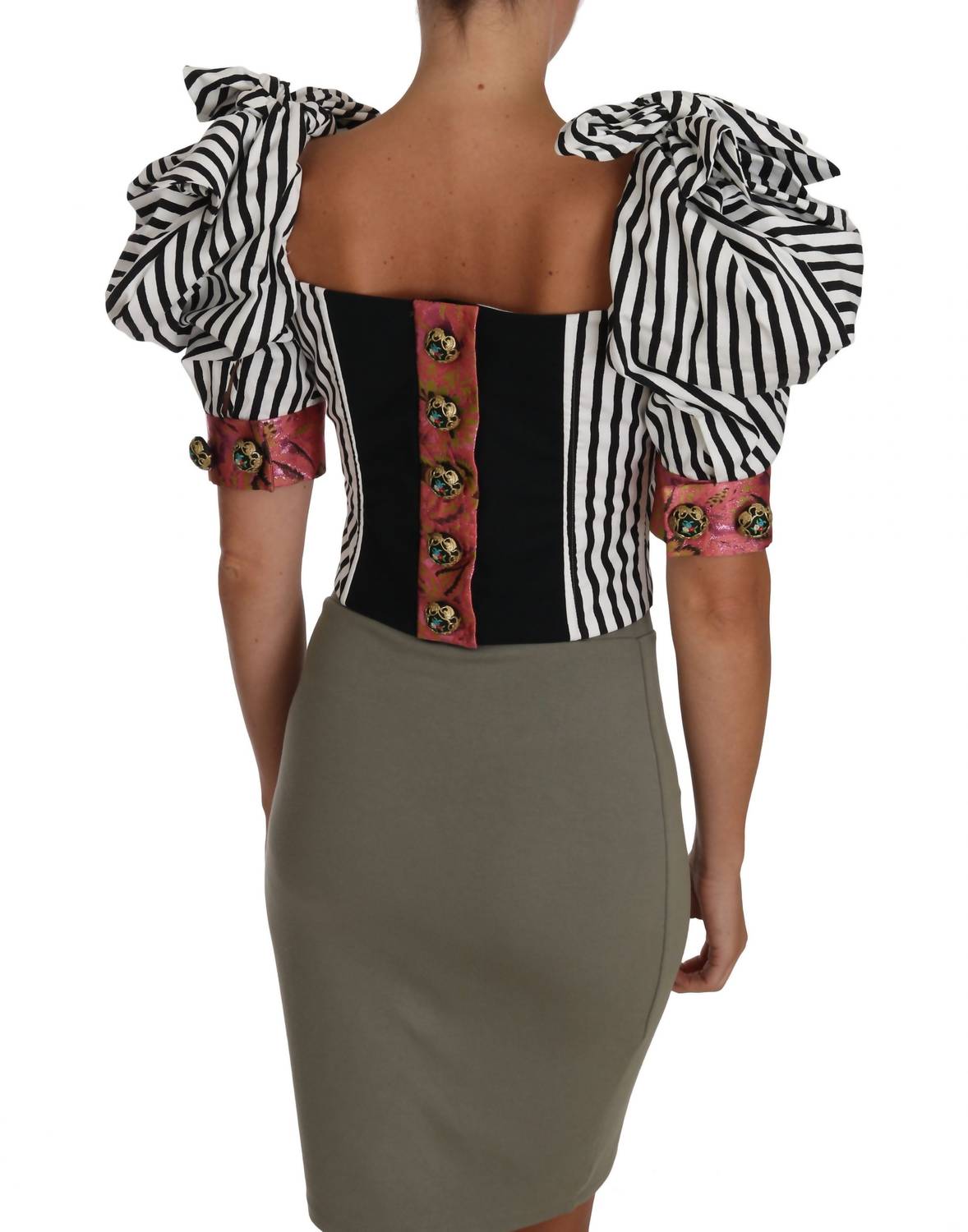 Dolce & Gabbana - Women's Cropped Corset Top - blouses - clothing - cotton - blend