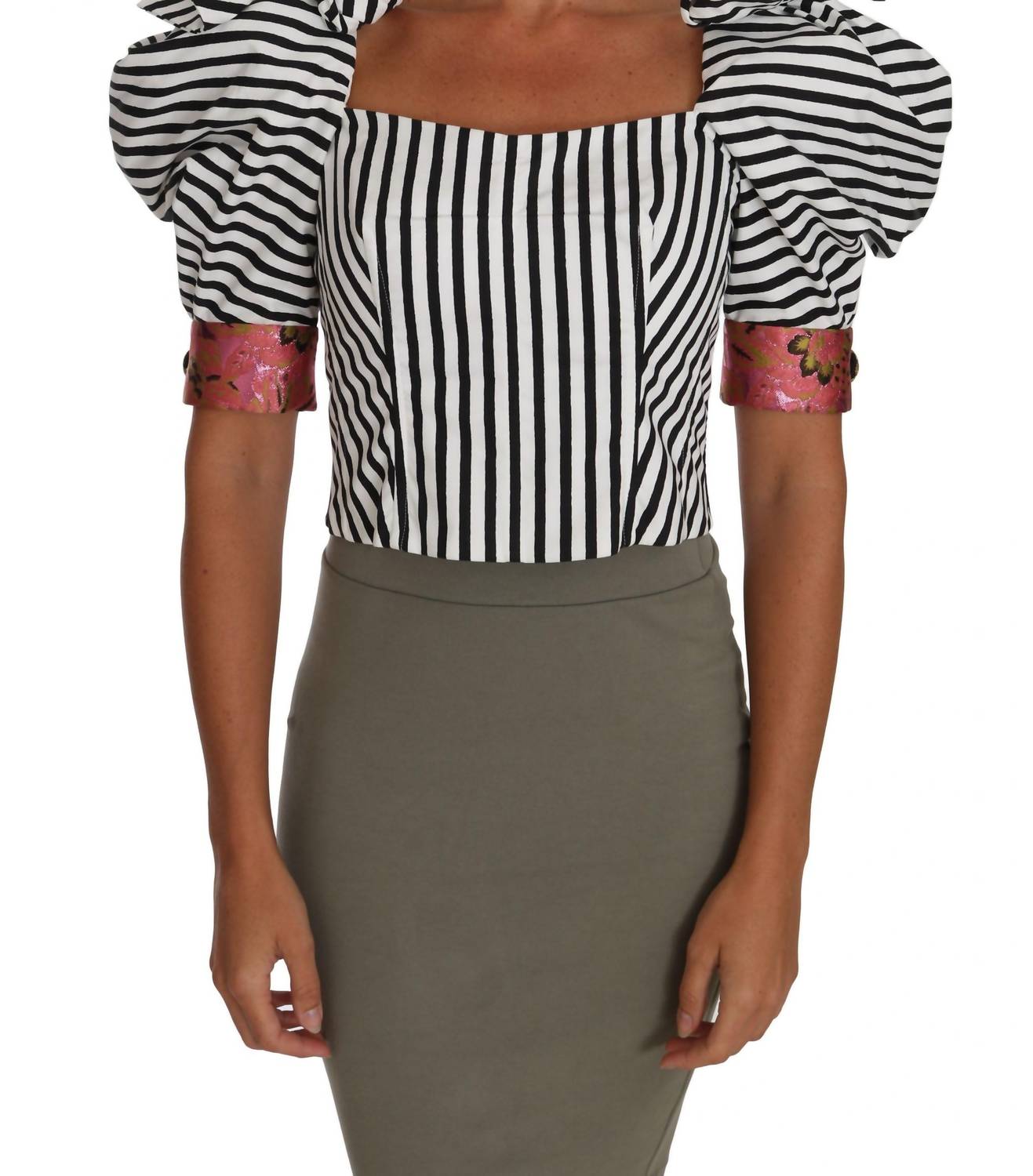 Dolce & Gabbana - Women's Cropped Corset Top - blouses - clothing - cotton - blend