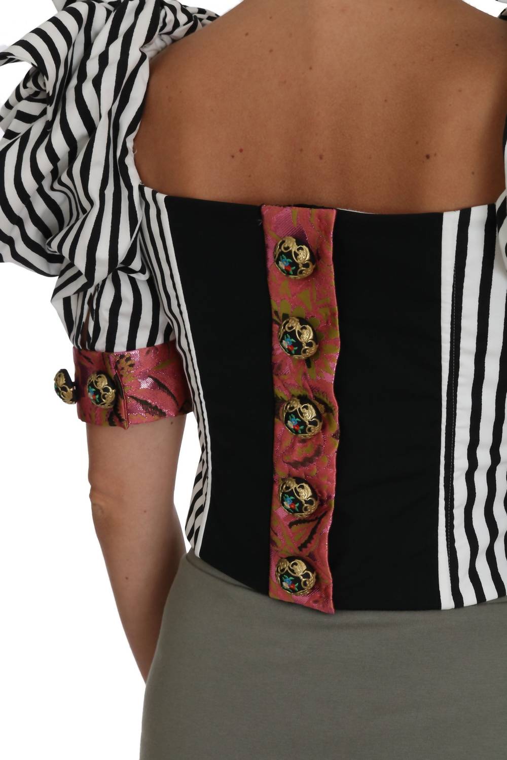 Dolce & Gabbana - Women's Cropped Corset Top - blouses - clothing - cotton - blend