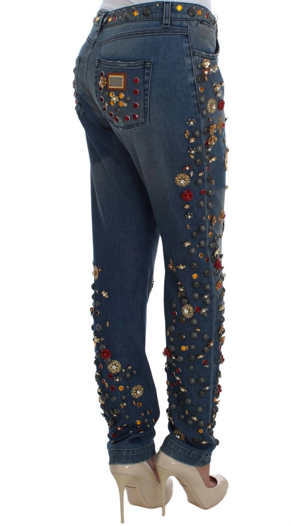 Dolce & Gabbana - Women's Enchanted Sicily Embellished Boyfriend Jeans - blue - boyfriend - clothing