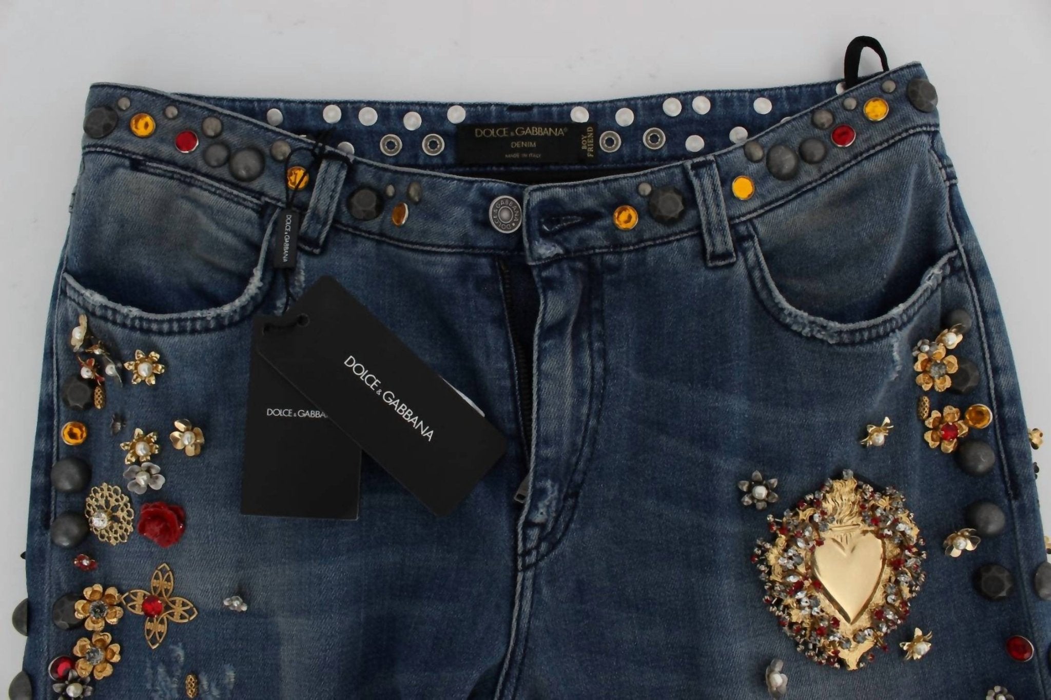 Dolce & Gabbana - Women's Enchanted Sicily Embellished Boyfriend Jeans - blue - boyfriend - clothing