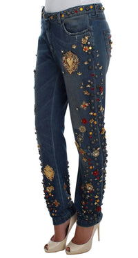 Dolce & Gabbana - Women's Enchanted Sicily Embellished Boyfriend Jeans - blue - boyfriend - clothing
