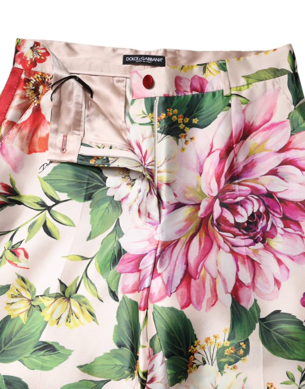 Dolce & Gabbana - Women's Floral High Waist Straight Pants - clothing - floral - green