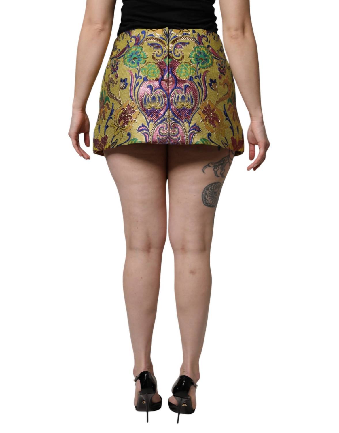 Dolce & Gabbana - Women's Floral Jacquard Mid Waist Mini Skirt - clothing - floral - green