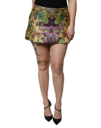 Dolce & Gabbana - Women's Floral Jacquard Mid Waist Mini Skirt - clothing - floral - green