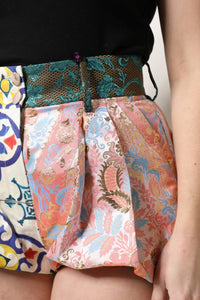 Dolce & Gabbana - Women's High Waist Hot Pants Shorts - clothing - cotton - blend - patterned