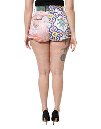 Dolce & Gabbana - Women's High Waist Hot Pants Shorts - clothing - cotton - blend - patterned
