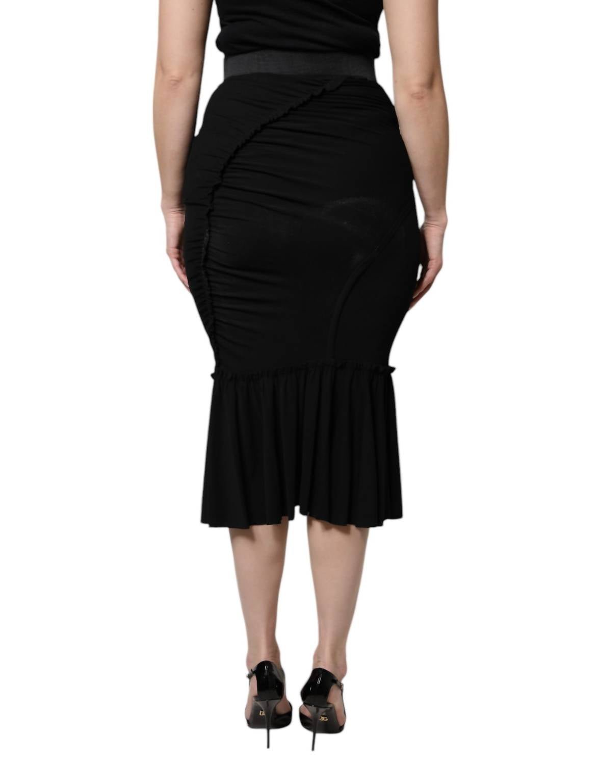 Dolce & Gabbana - Women's High Waist Midi Skirt - black - clothing - knee - length - skirts