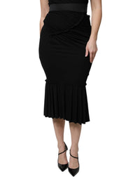 Dolce & Gabbana - Women's High Waist Midi Skirt - black - clothing - knee - length - skirts