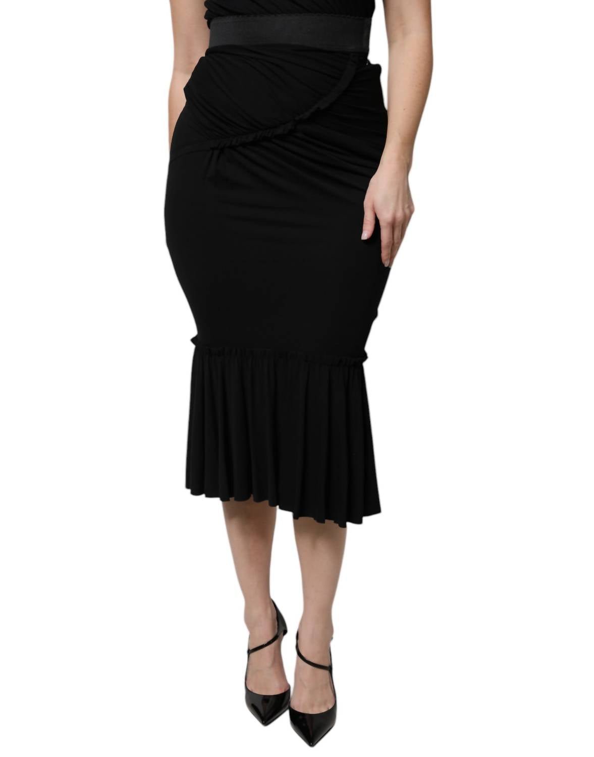 Dolce & Gabbana - Women's High Waist Midi Skirt - black - clothing - knee - length - skirts