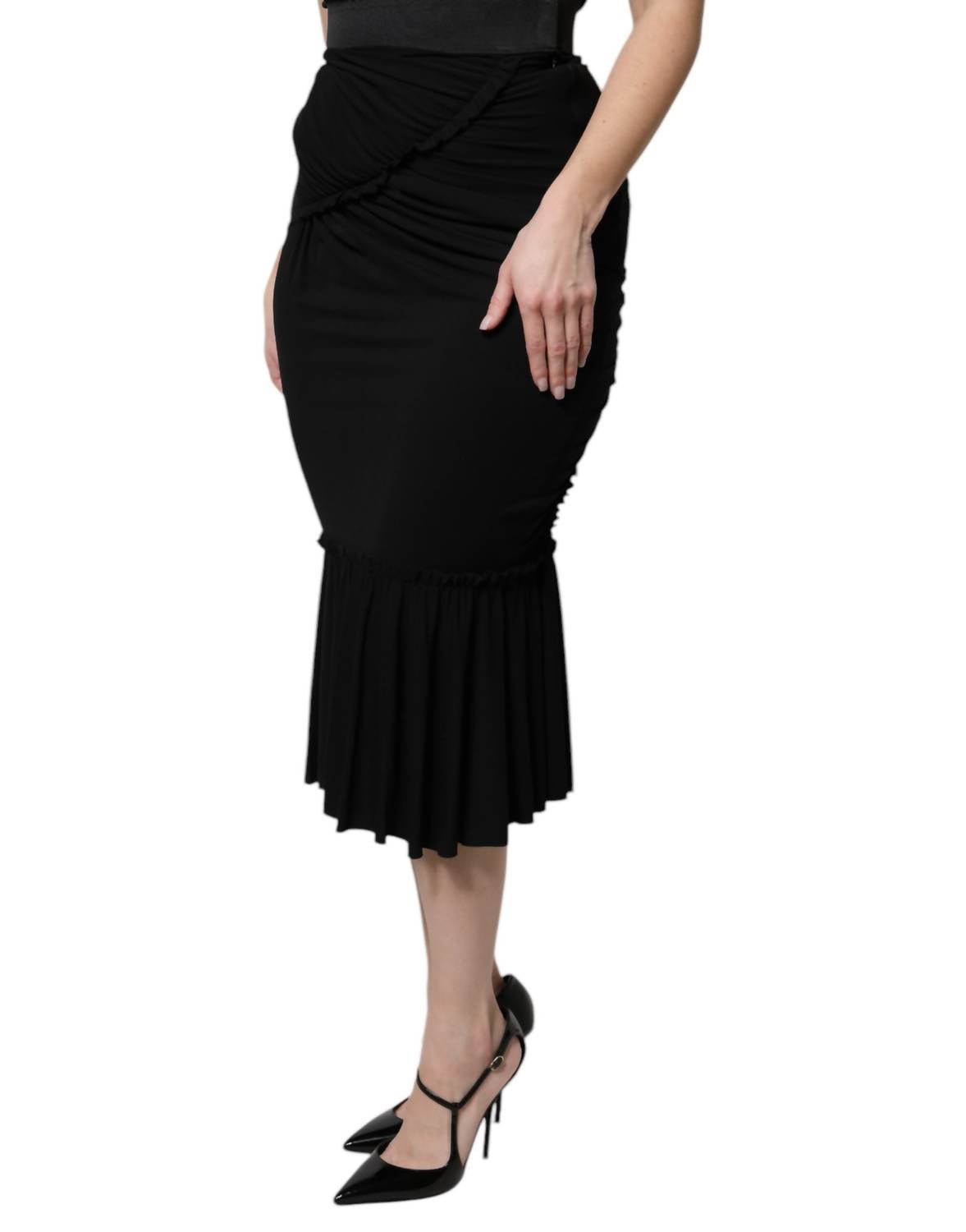Dolce & Gabbana - Women's High Waist Midi Skirt - black - clothing - knee - length - skirts