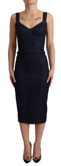 Dolce & Gabbana - Women's Midi Dress - blue - clothing - cotton - blend