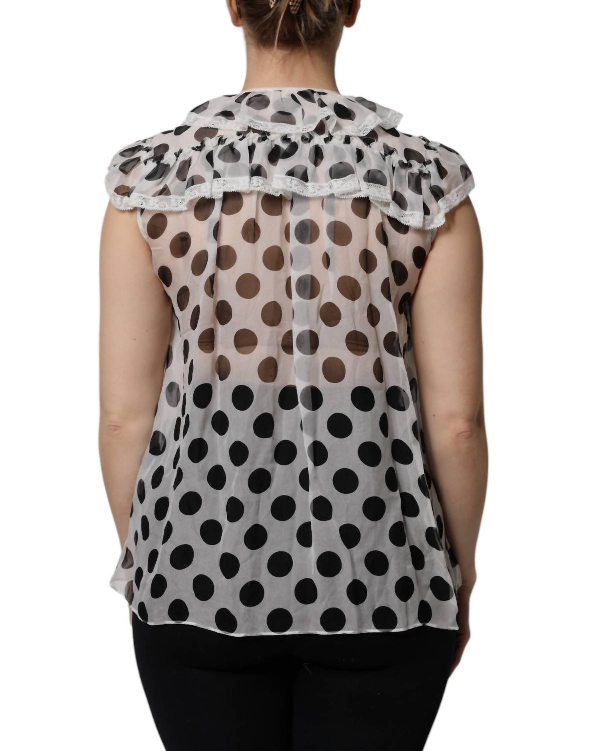 Dolce & Gabbana - Women's Polka Dot Cotton Sleeveless Top - blouses - clothing - polka - dot