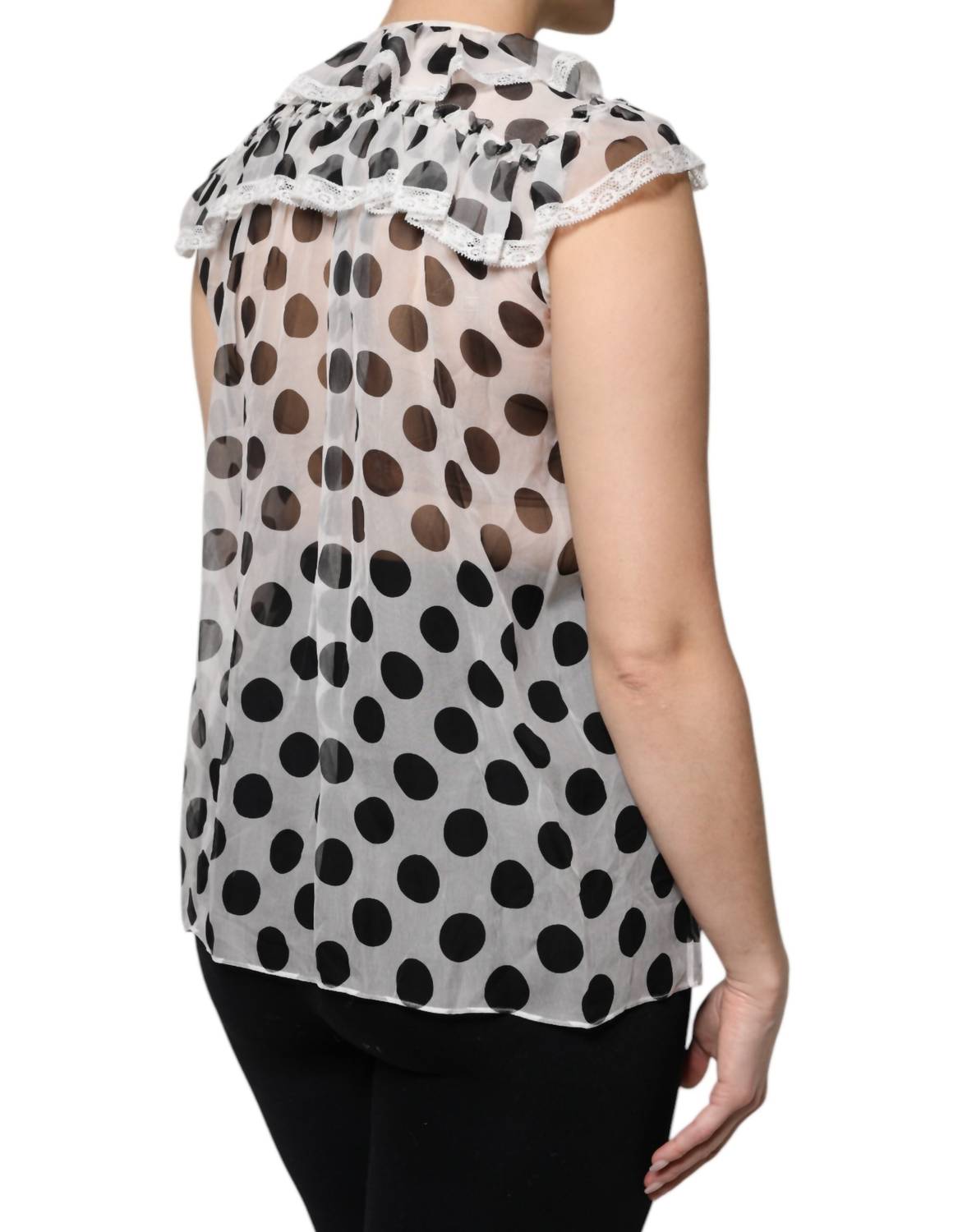 Dolce & Gabbana - Women's Polka Dot Cotton Sleeveless Top - blouses - clothing - polka - dot