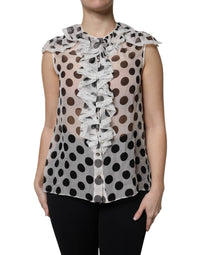 Dolce & Gabbana - Women's Polka Dot Cotton Sleeveless Top - blouses - clothing - polka - dot