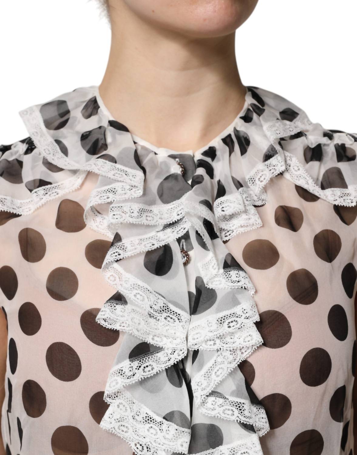 Dolce & Gabbana - Women's Polka Dot Cotton Sleeveless Top - blouses - clothing - polka - dot