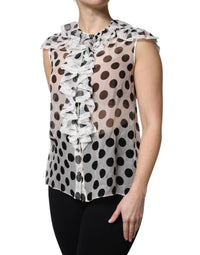 Dolce & Gabbana - Women's Polka Dot Cotton Sleeveless Top - blouses - clothing - polka - dot