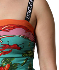 Dolce & Gabbana - Women's Printed Silk Sleeveless Midi Dress - clothing - dresses - green