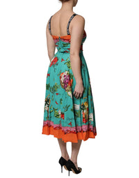 Dolce & Gabbana - Women's Printed Silk Sleeveless Midi Dress - clothing - dresses - green